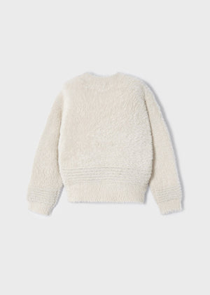 Girls Soft Fuzzy Pullover Sweater | Chickpea