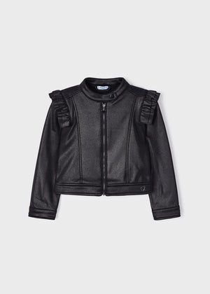 Girls Faux Leather Moto Jacket | Black