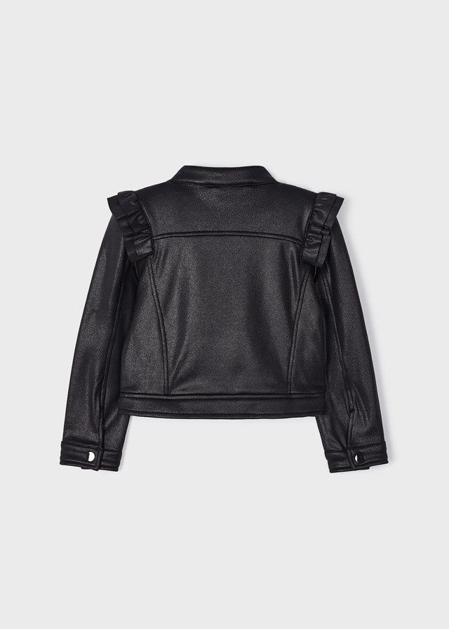 Girls Faux Leather Moto Jacket | Black