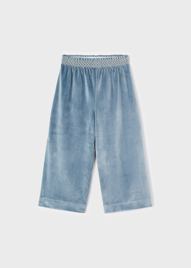 Girls Velour Wide Leg Pant | Bluebell