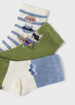 Baby Boys Sustainable Cotton Socks 3-pack | Bayleaf / Klein Blue