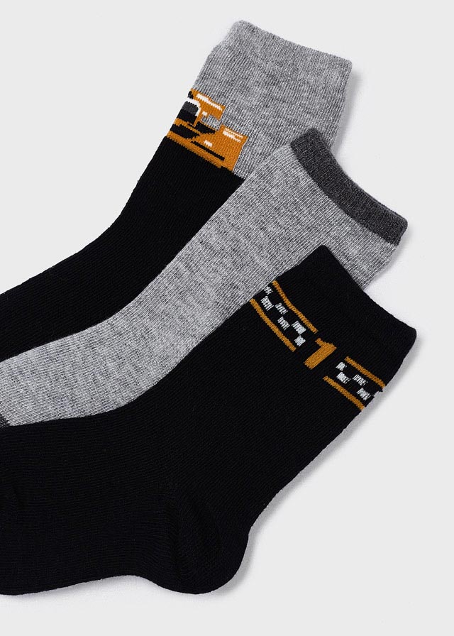 Boys Organic Cotton Socks 3-pack | Grey / Charcoal
