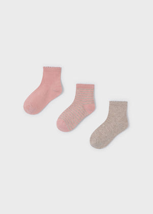 Girls Organic Cotton Socks 3-pack | Pink / Stripe / Nude