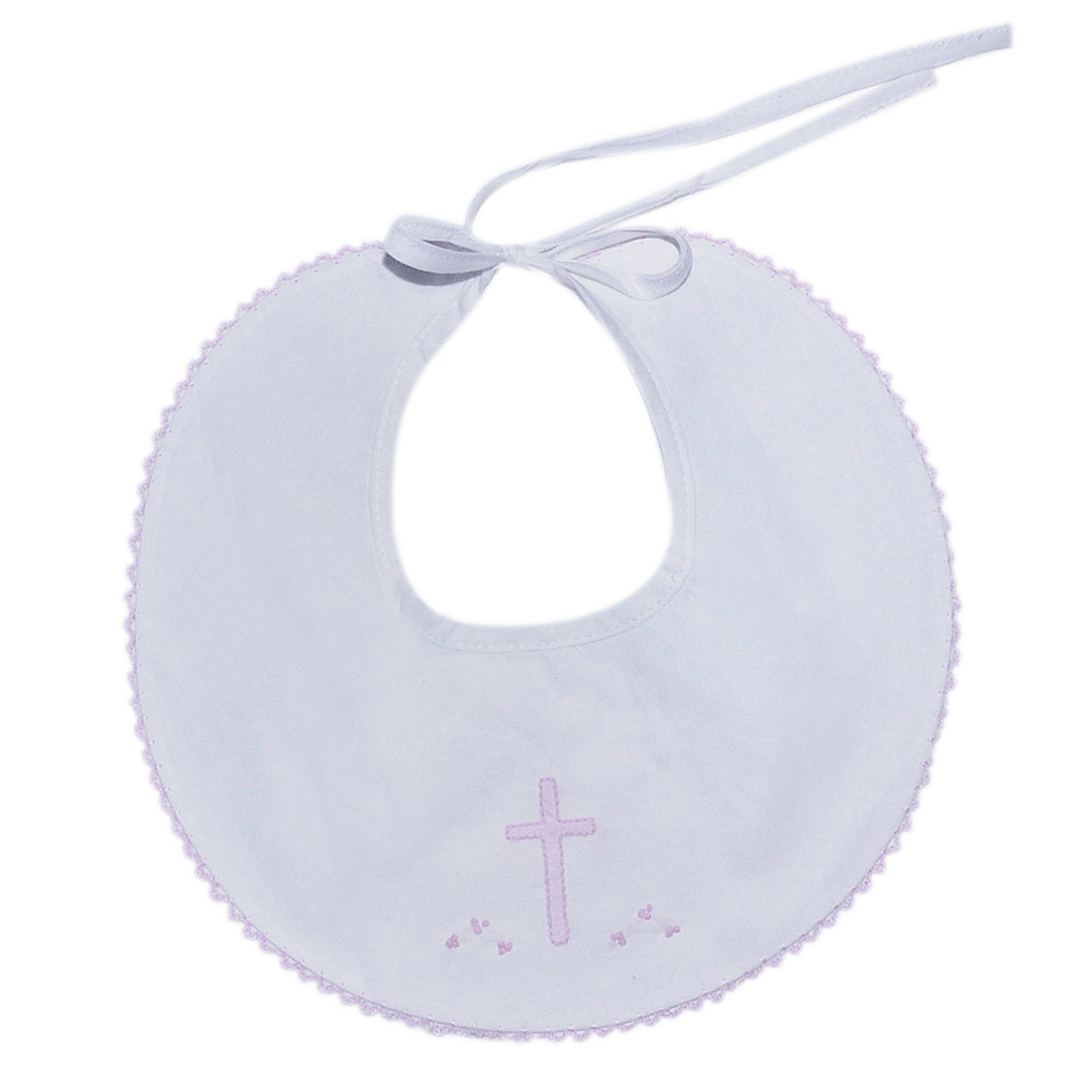 White Embroidered Bib | Pink Cross