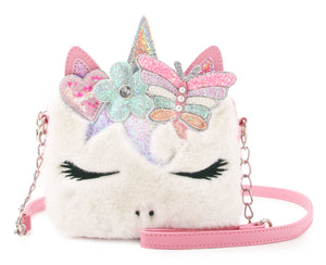 Miss Gwen Unicorn White Plush Crossbody Bag