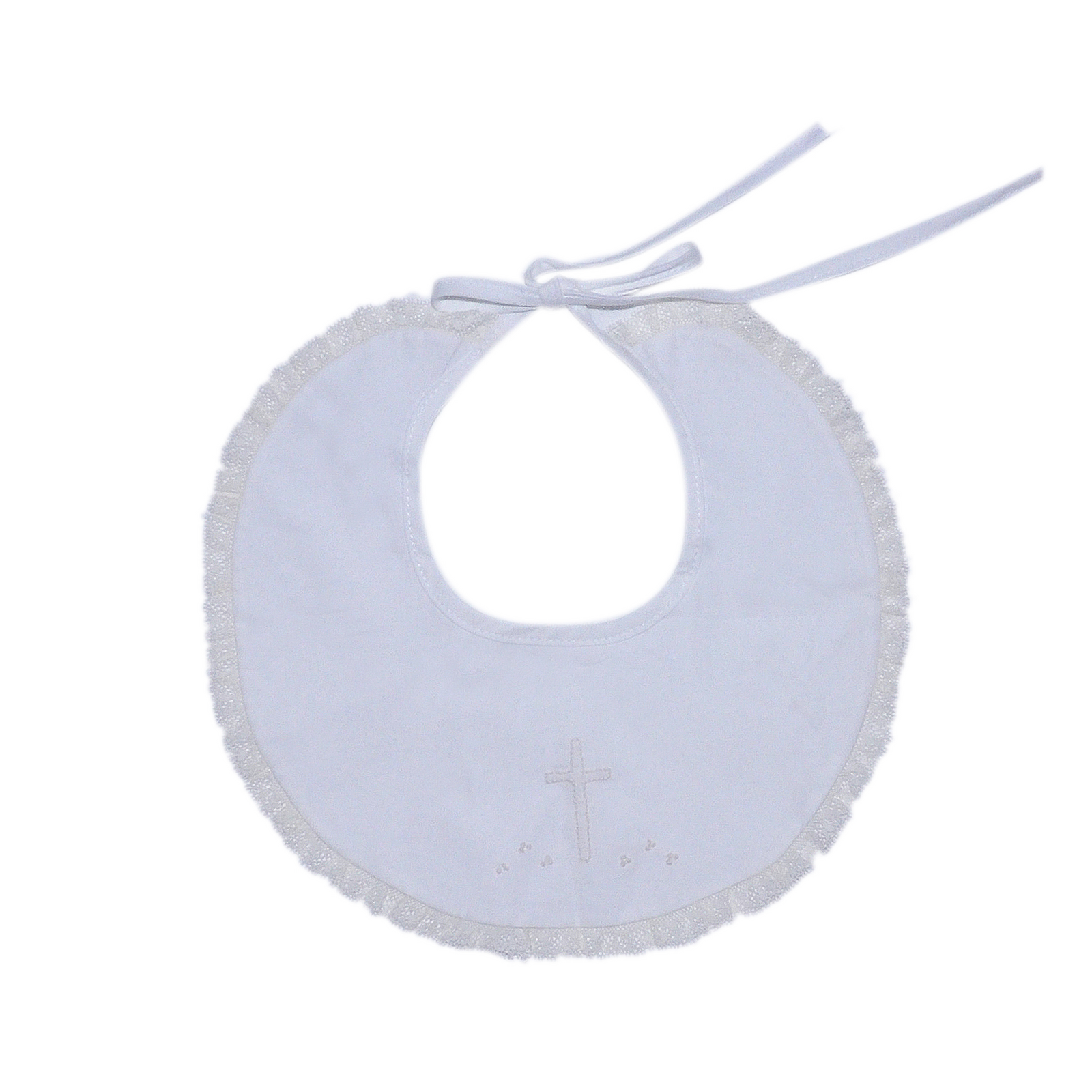 White Embroidered Bib | Ecru Cross