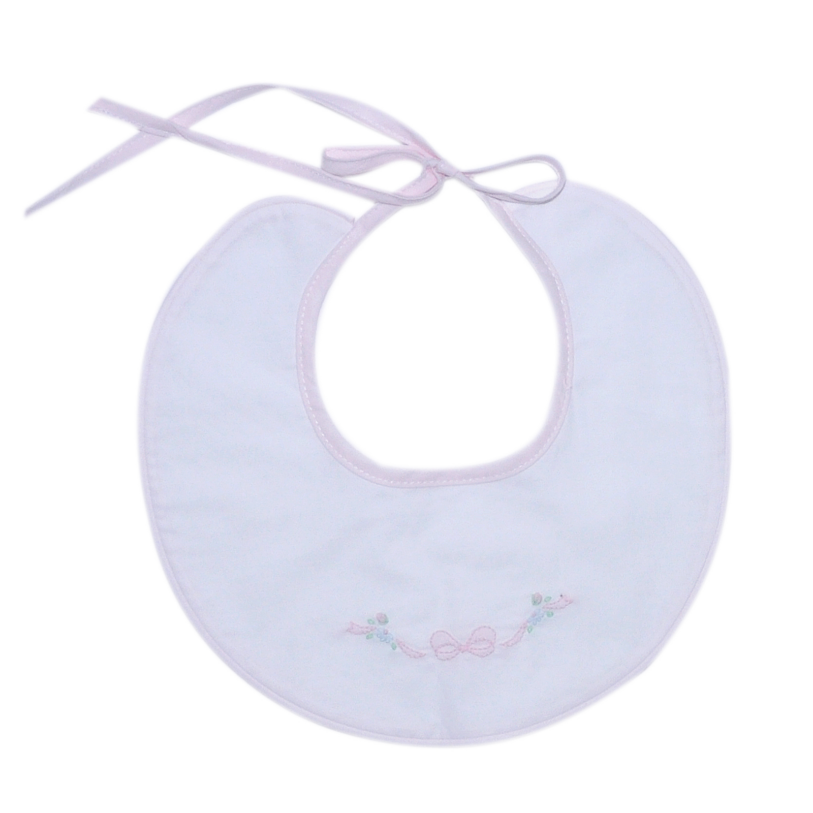 White Embroidered Bib | Dainty Bow