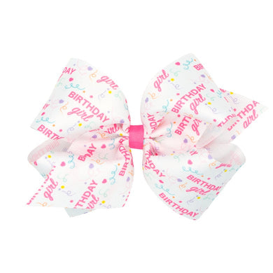 Birthday Girl Printed Grosgrain Hair Bow | Assorted