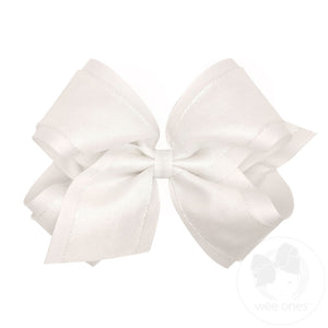 King Iridescent Shimmer and Grosgrain Overlay Girls Hair Bow | Assorted Colors