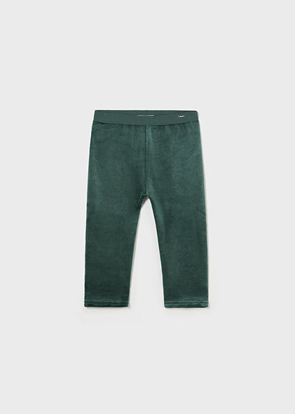 Baby Girls Basic Velvet Leggings | Bottle Green