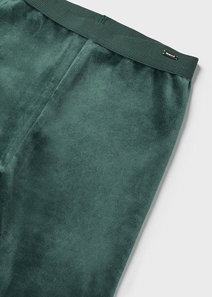 Baby Girls Basic Velvet Leggings | Bottle Green