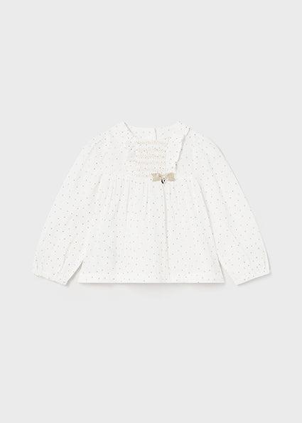 Baby Girls Print Chiffon Blouse | Champagne Dots