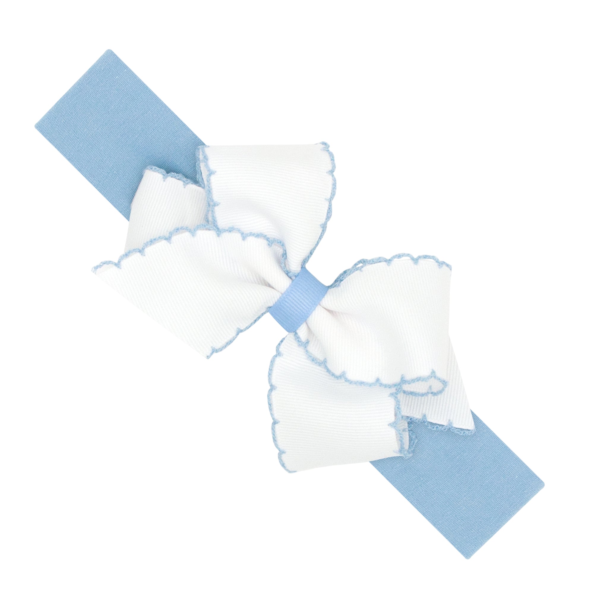Grosgrain Hairbow with Contrast Moonstitch Edge on Cotton Jersey Band | Assorted Colors