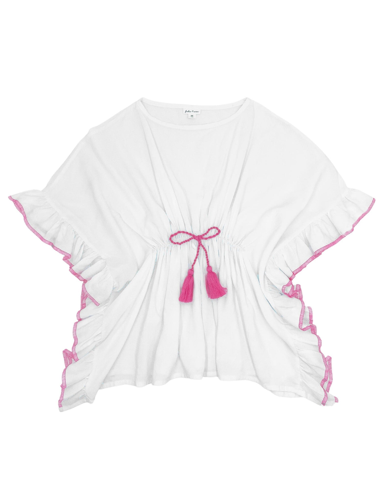 Sea Breeze Kaftan Cover-Up | White Pink
