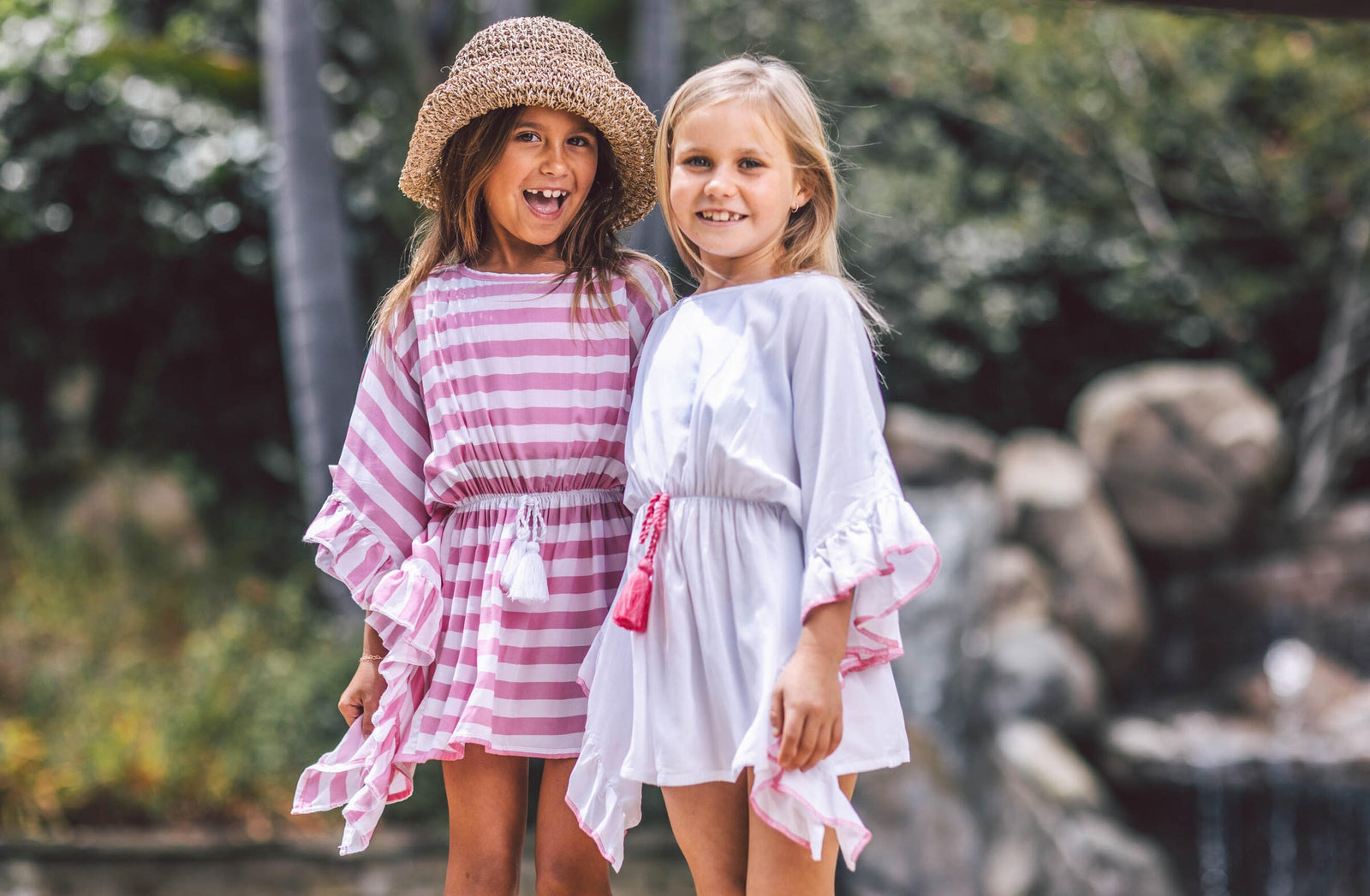 Sea Breeze Kaftan Cover-Up | White Pink