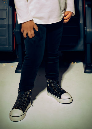 Girls Basic Velvet Leggings | Black