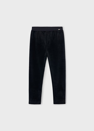 Girls Basic Velvet Leggings | Black