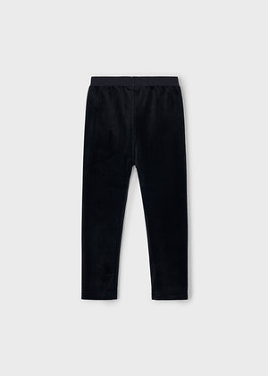 Girls Basic Velvet Leggings | Black