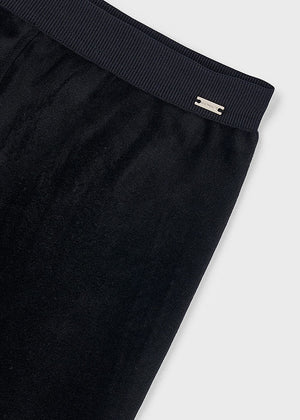Girls Basic Velvet Leggings | Black