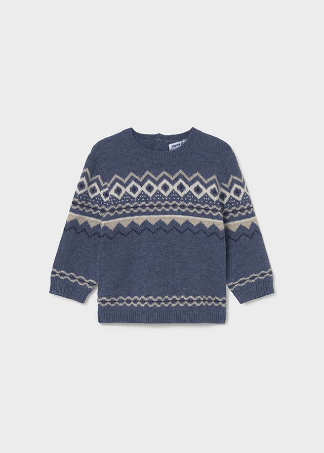Boys Jacquard Knit Sweater | Dark Blue