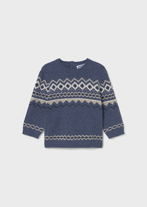 Boys Jacquard Knit Sweater | Dark Blue