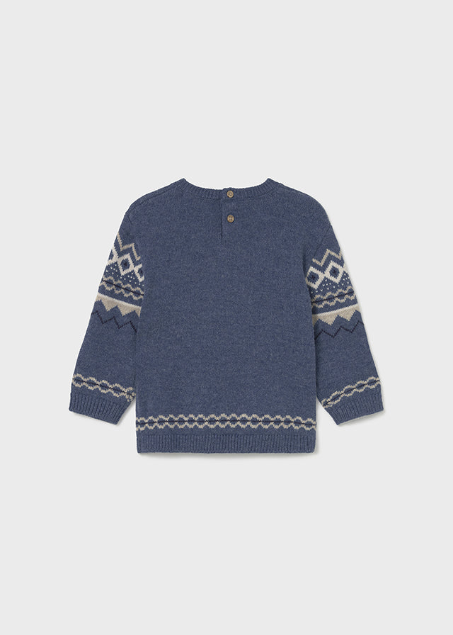 Boys Jacquard Knit Sweater | Dark Blue