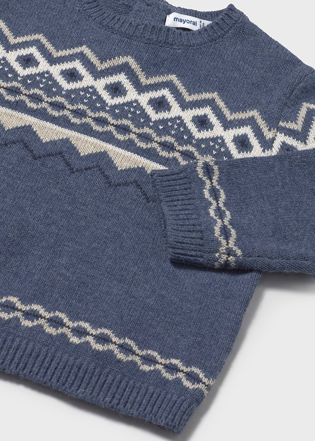 Boys Jacquard Knit Sweater | Dark Blue