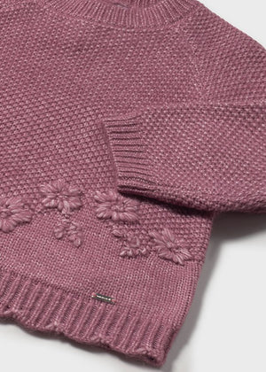 Girls Sweater Tunic w/ Embroidered Flowers | Rose