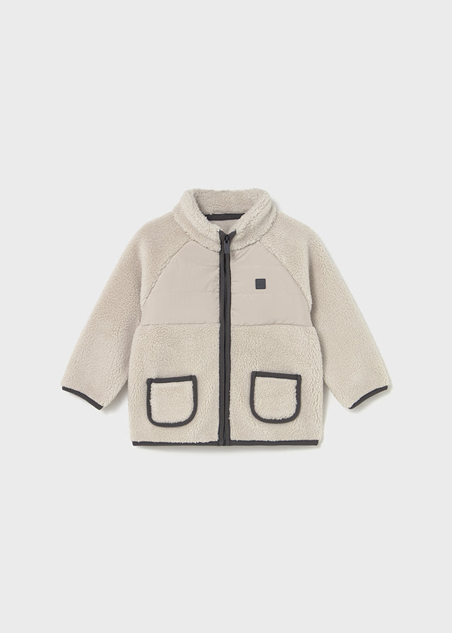 Boys Sherpa Zip Up Jacket | Chai