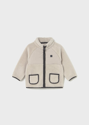 Boys Sherpa Zip Up Jacket | Chai