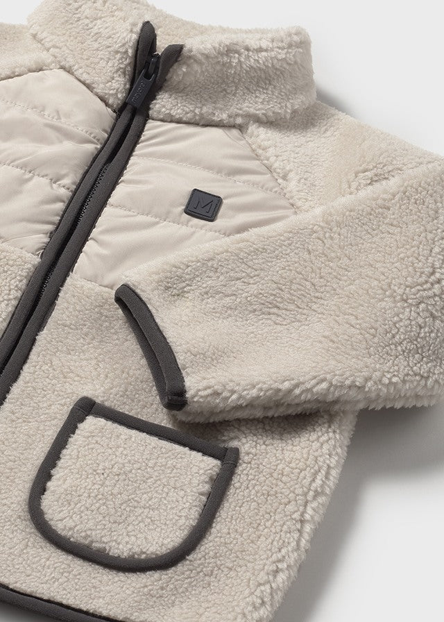 Boys Sherpa Zip Up Jacket | Chai