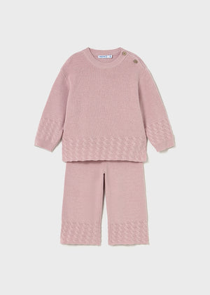 Girls Sweater Knit Pants Set | Crystal Pink