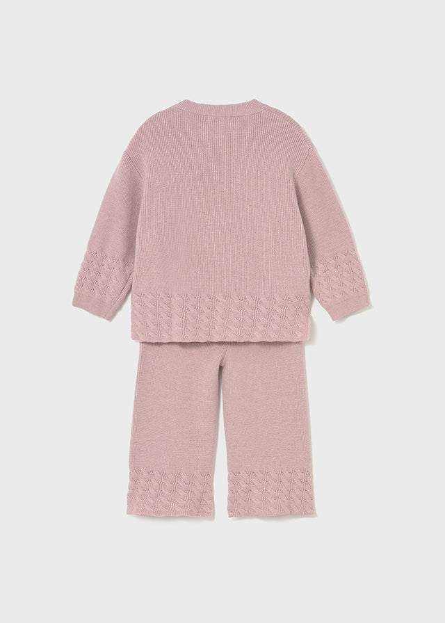 Girls Sweater Knit Pants Set | Crystal Pink