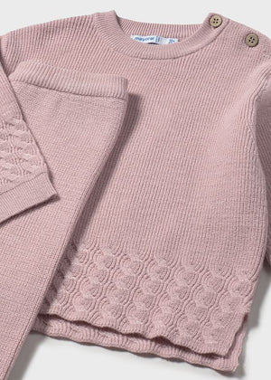 Girls Sweater Knit Pants Set | Crystal Pink