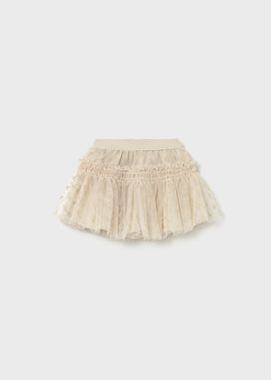 Girls Tulle Tiered Skirt | Almond