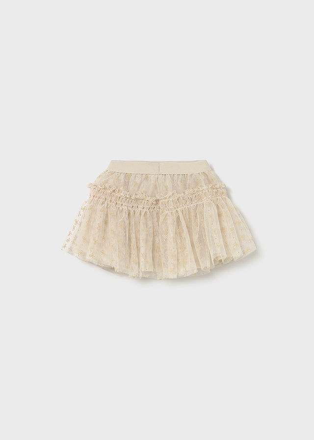 Girls Tulle Tiered Skirt | Almond