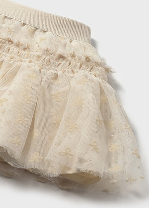 Girls Tulle Tiered Skirt | Almond