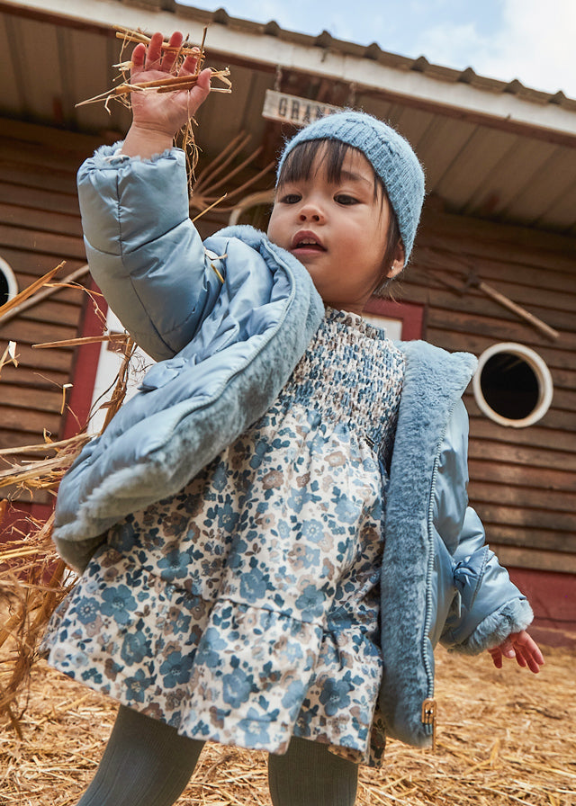 Girls Long Sleeve Floral Ruffle Dress