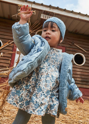 Girls Long Sleeve Floral Ruffle Dress