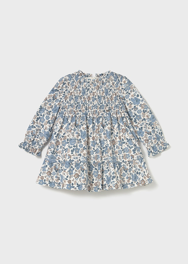 Girls Long Sleeve Floral Ruffle Dress