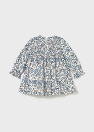 Girls Long Sleeve Floral Ruffle Dress