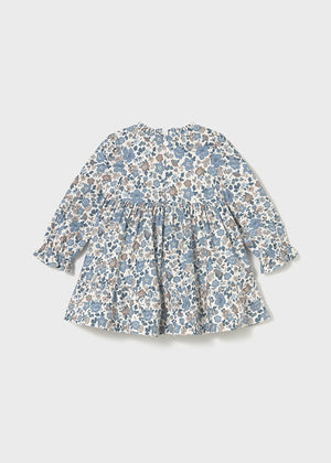 Girls Long Sleeve Floral Ruffle Dress