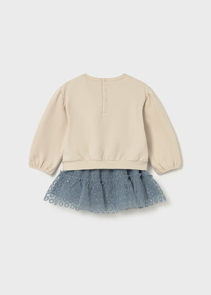 Girls Bow Pullover and Tulle Skirt Set