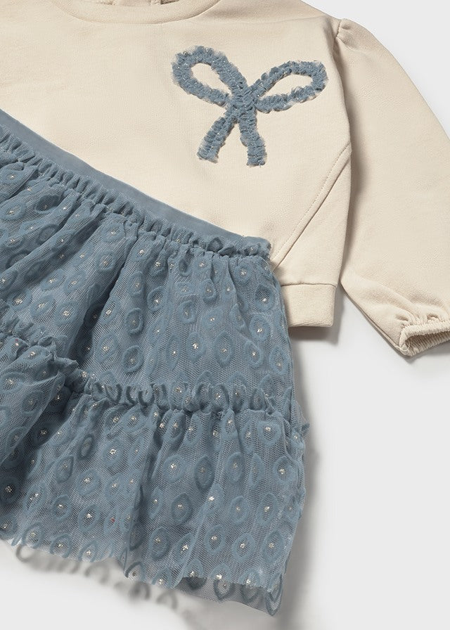 Girls Bow Pullover and Tulle Skirt Set