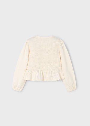 Girls Long Sleeve Smocked Top | Macchiato