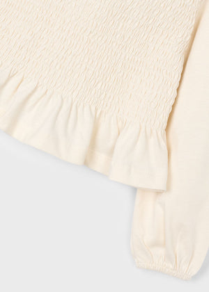 Girls Long Sleeve Smocked Top | Macchiato