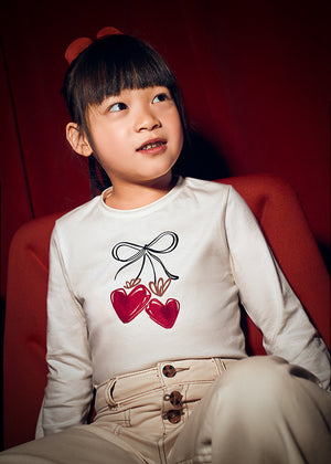 Girls Long Sleeve Graphic Tee w/ Scrunchie