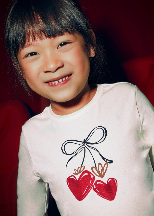 Girls Long Sleeve Graphic Tee w/ Scrunchie