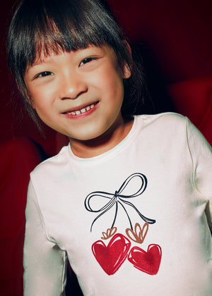 Girls Long Sleeve Graphic Tee w/ Scrunchie