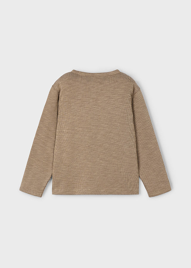Boys Long Sleeve Ribbed Shirt | Caramel